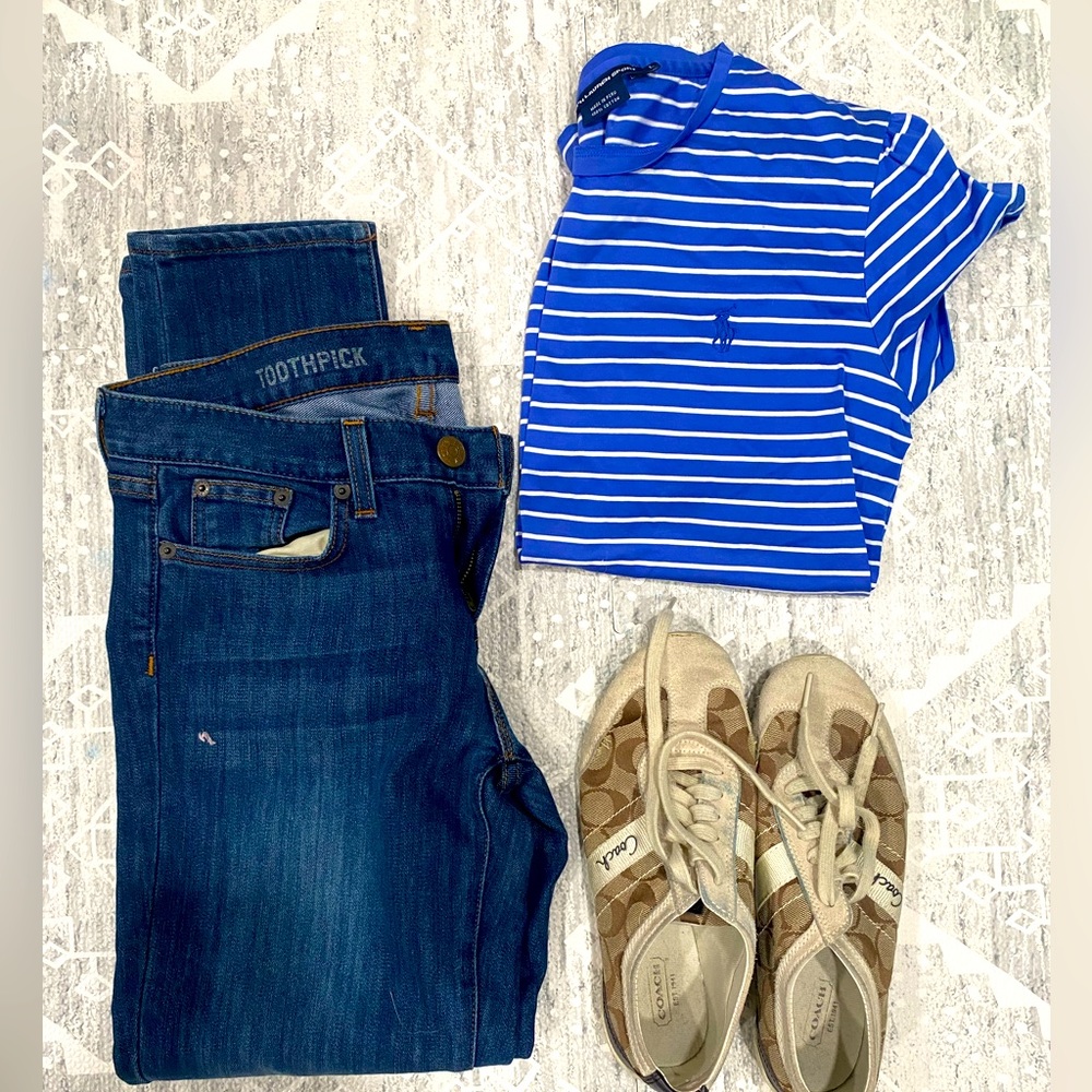 Ralph Lauren royal blue striped tee shirt